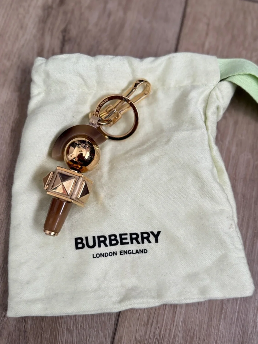 Burberry Gold Studded Bag Charm Keychain Punk Y2K Designer Accessory